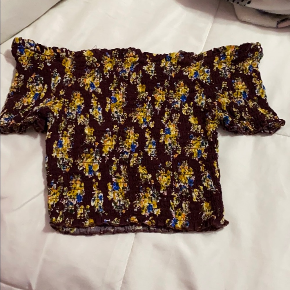 Red floral off the shoulder top